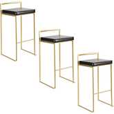 Fuji 30" Bar Stool in Gold & Black Leatherette (Set of 3)